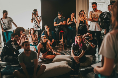 teens attending a talk