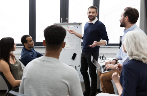 group of people discussing